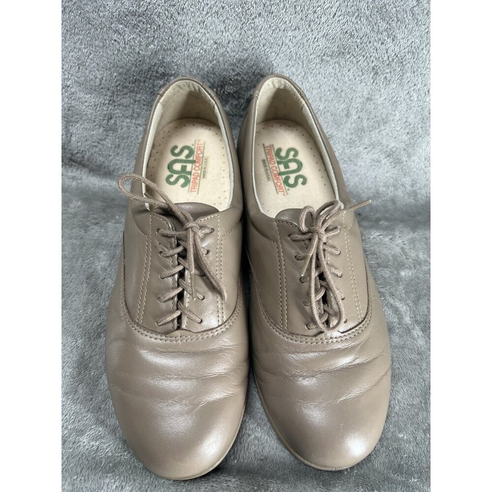 SAS Tripad Comfort Oxford Shoes Women’s 8 Wide Tan Lace-Up Soft Step Made In USA